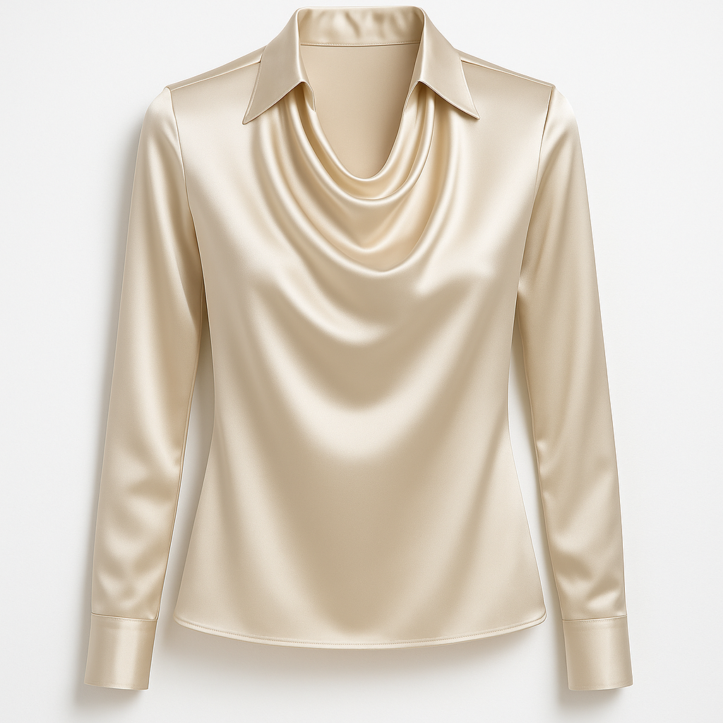 Blouse femme satinée col drapé | Élégante & fluide