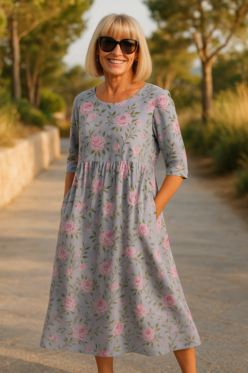 Robe Midi Fleurie Décontractée Élégante pour Femmes