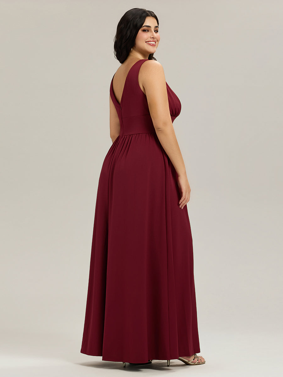 Robe de soirée femme taille empire col V élégante fluide