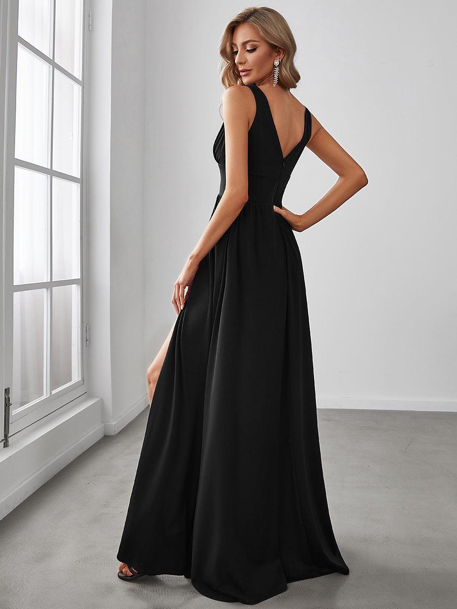 Robe de soirée femme taille empire col V élégante fluide