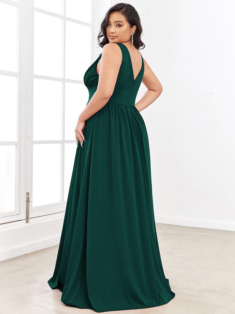 Robe de soirée femme taille empire col V élégante fluide