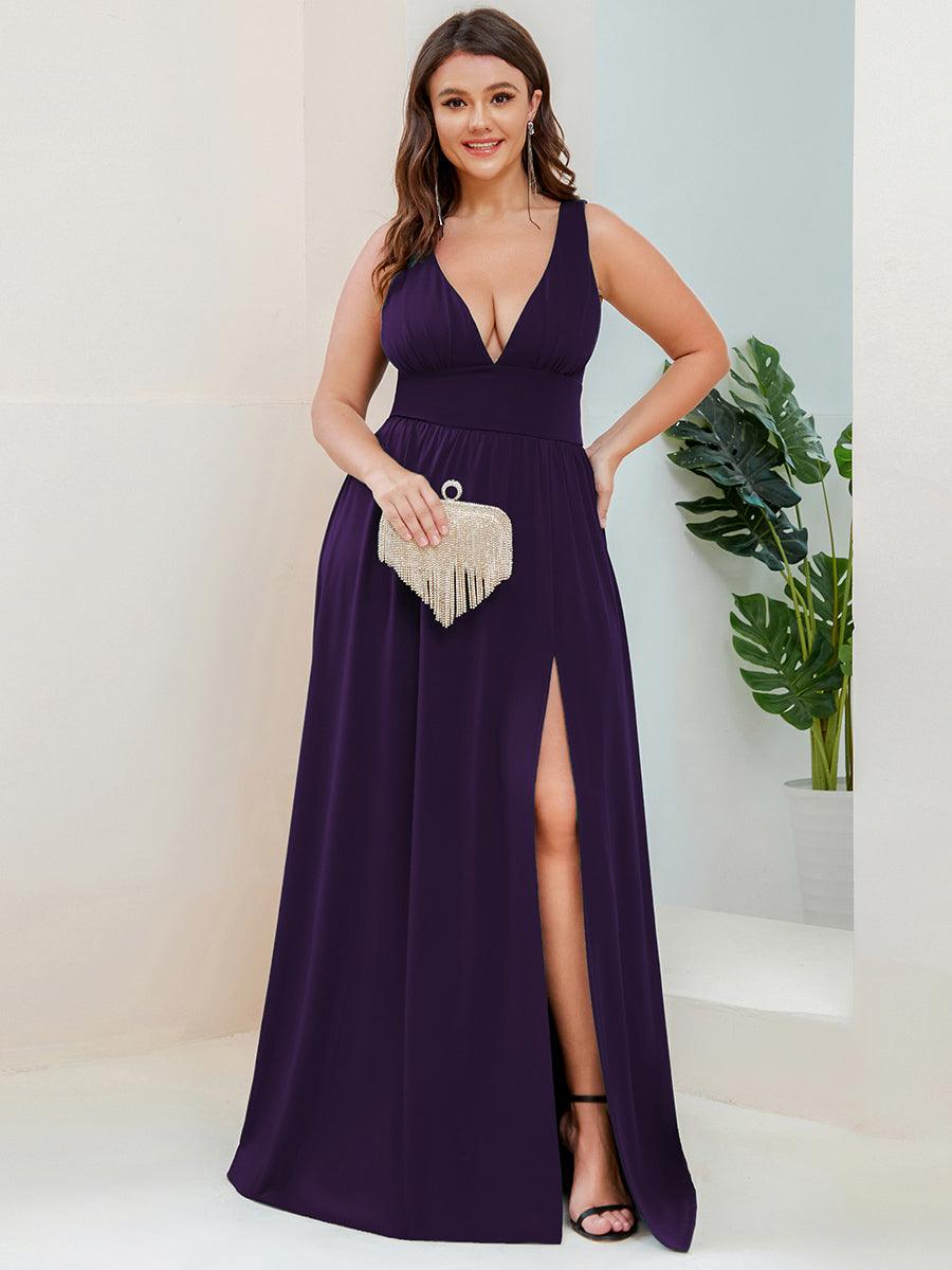 Robe de soirée femme taille empire col V élégante fluide