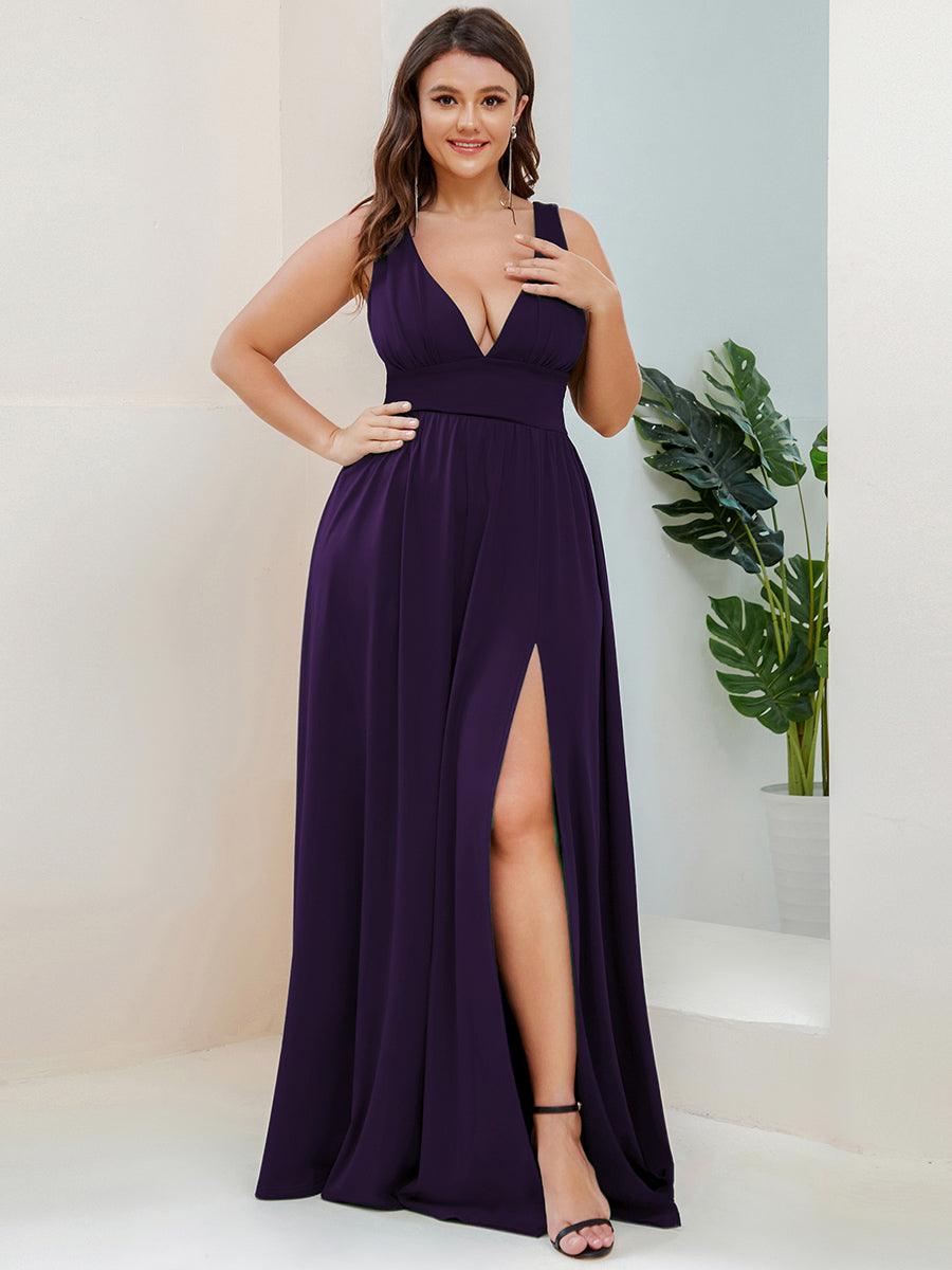 Robe de soirée femme taille empire col V élégante fluide