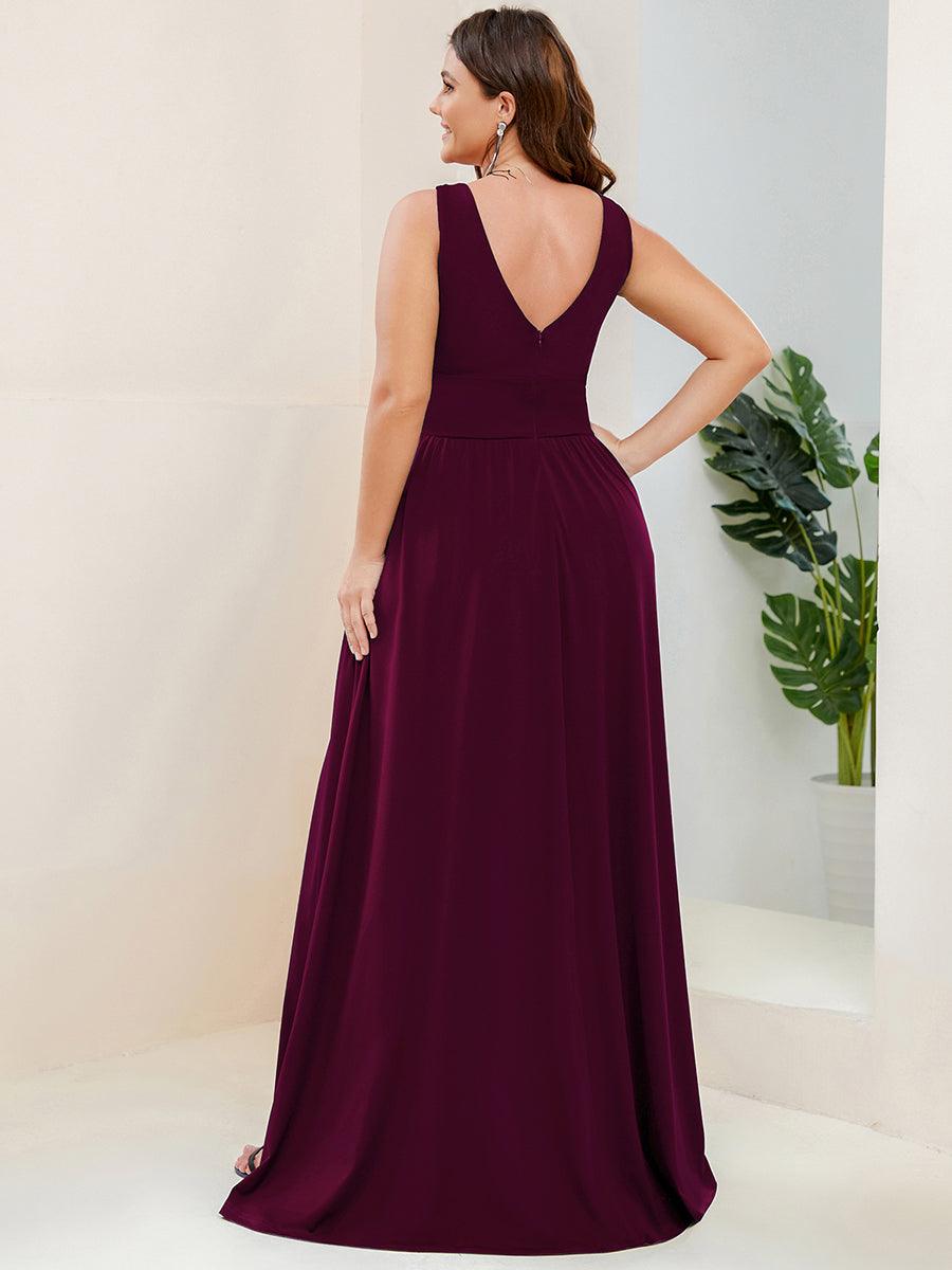 Robe de soirée femme taille empire col V élégante fluide