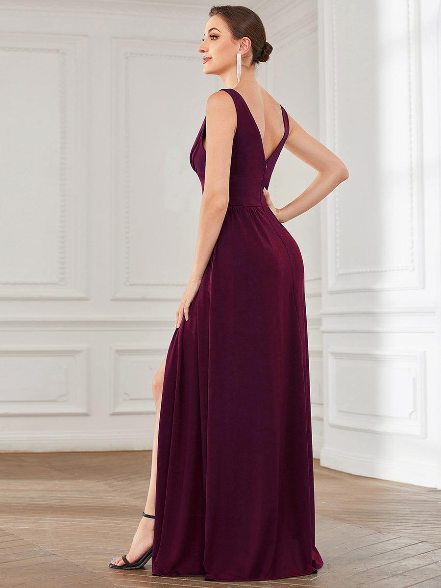Robe de soirée femme taille empire col V élégante fluide