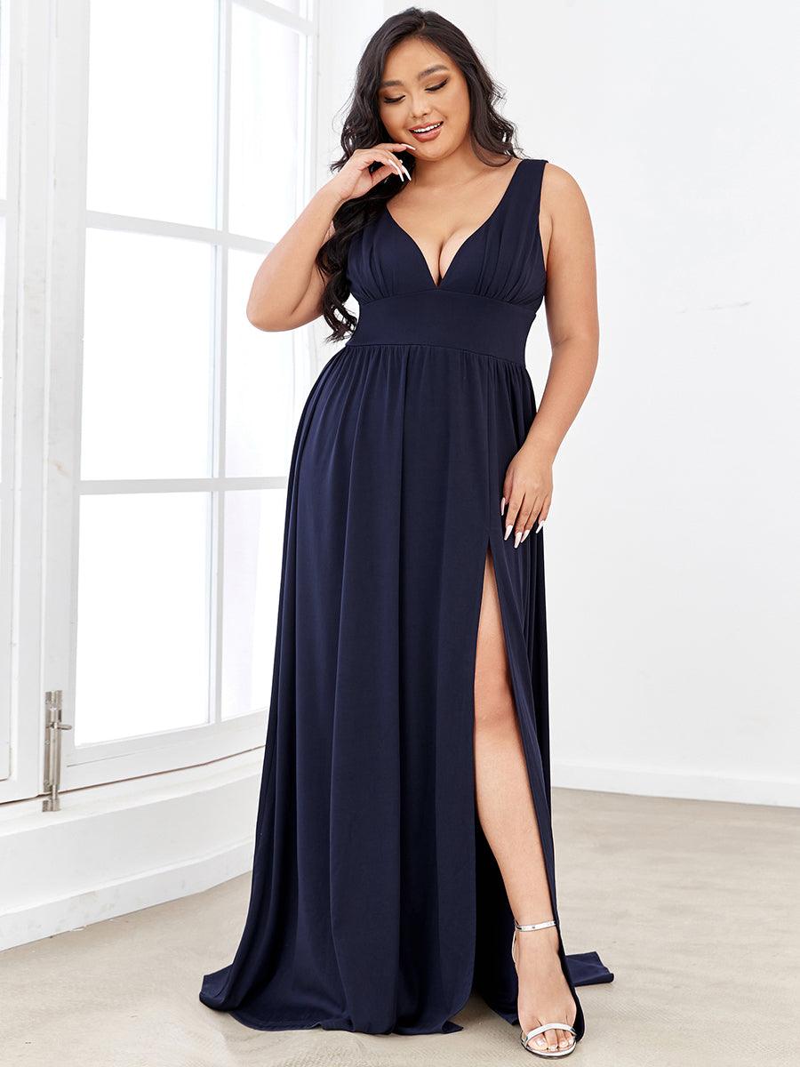 Robe de soirée femme taille empire col V élégante fluide