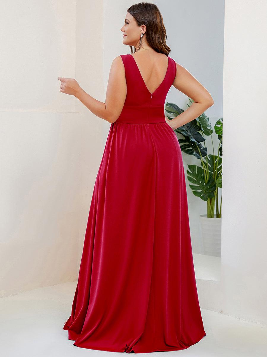 Robe de soirée femme taille empire col V élégante fluide