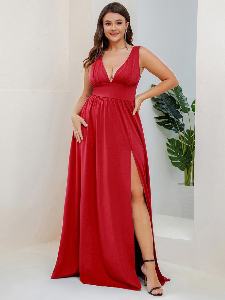 Robe de soirée femme taille empire col V élégante fluide
