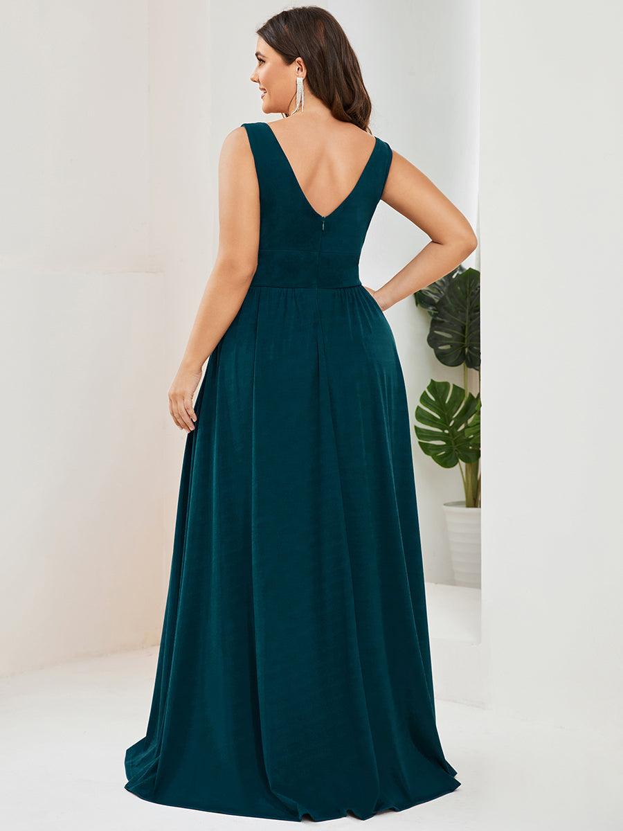 Robe de soirée femme taille empire col V élégante fluide
