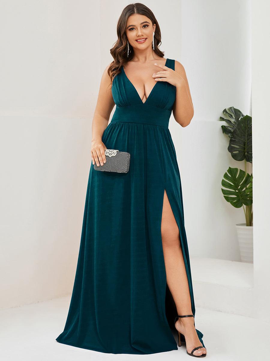 Robe de soirée femme taille empire col V élégante fluide