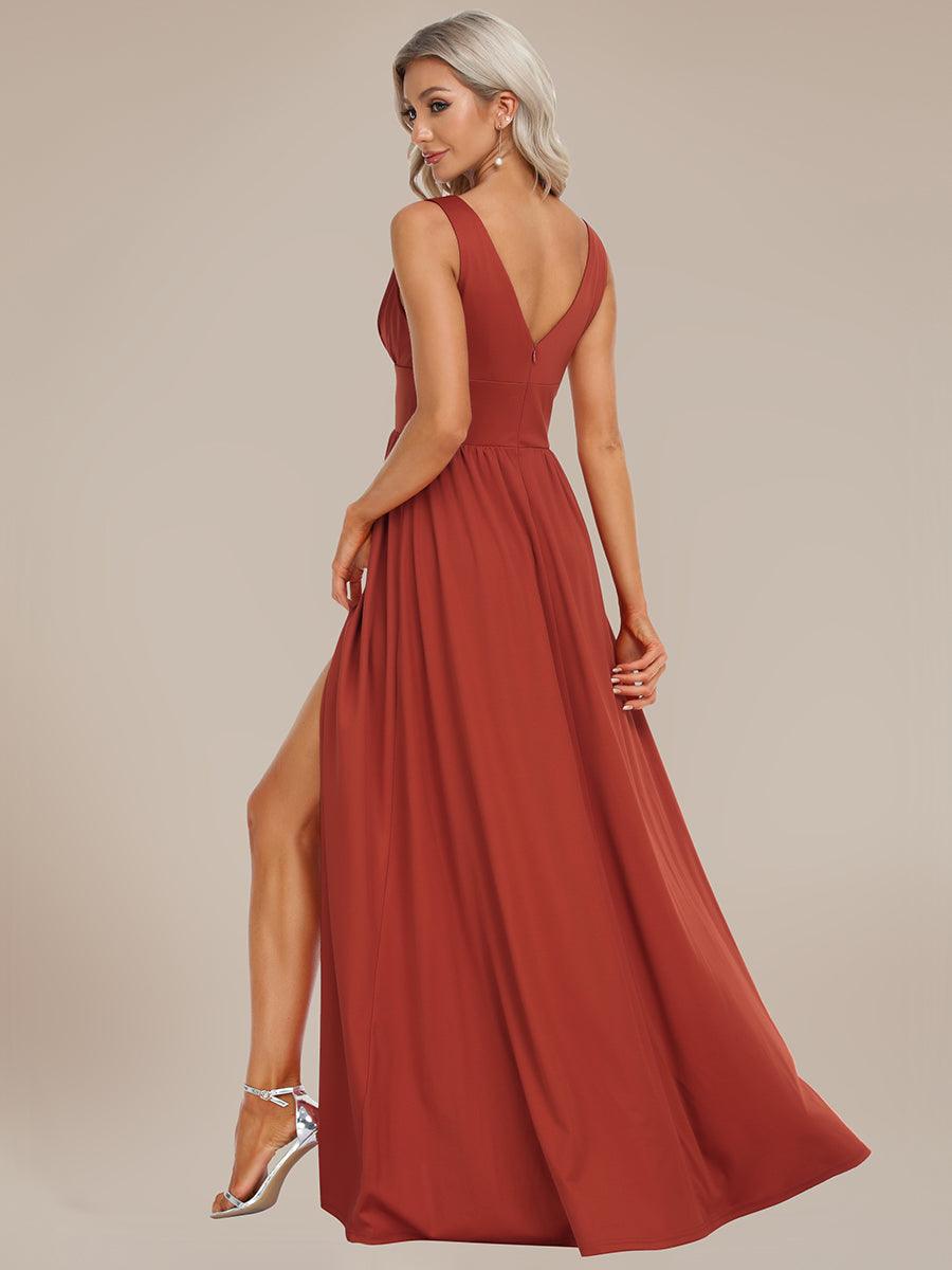 Robe de soirée femme taille empire col V élégante fluide