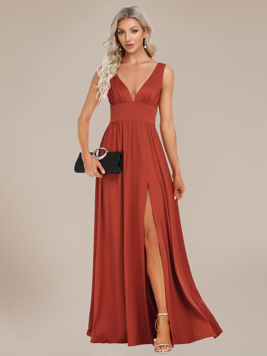 Robe de soirée femme taille empire col V élégante fluide