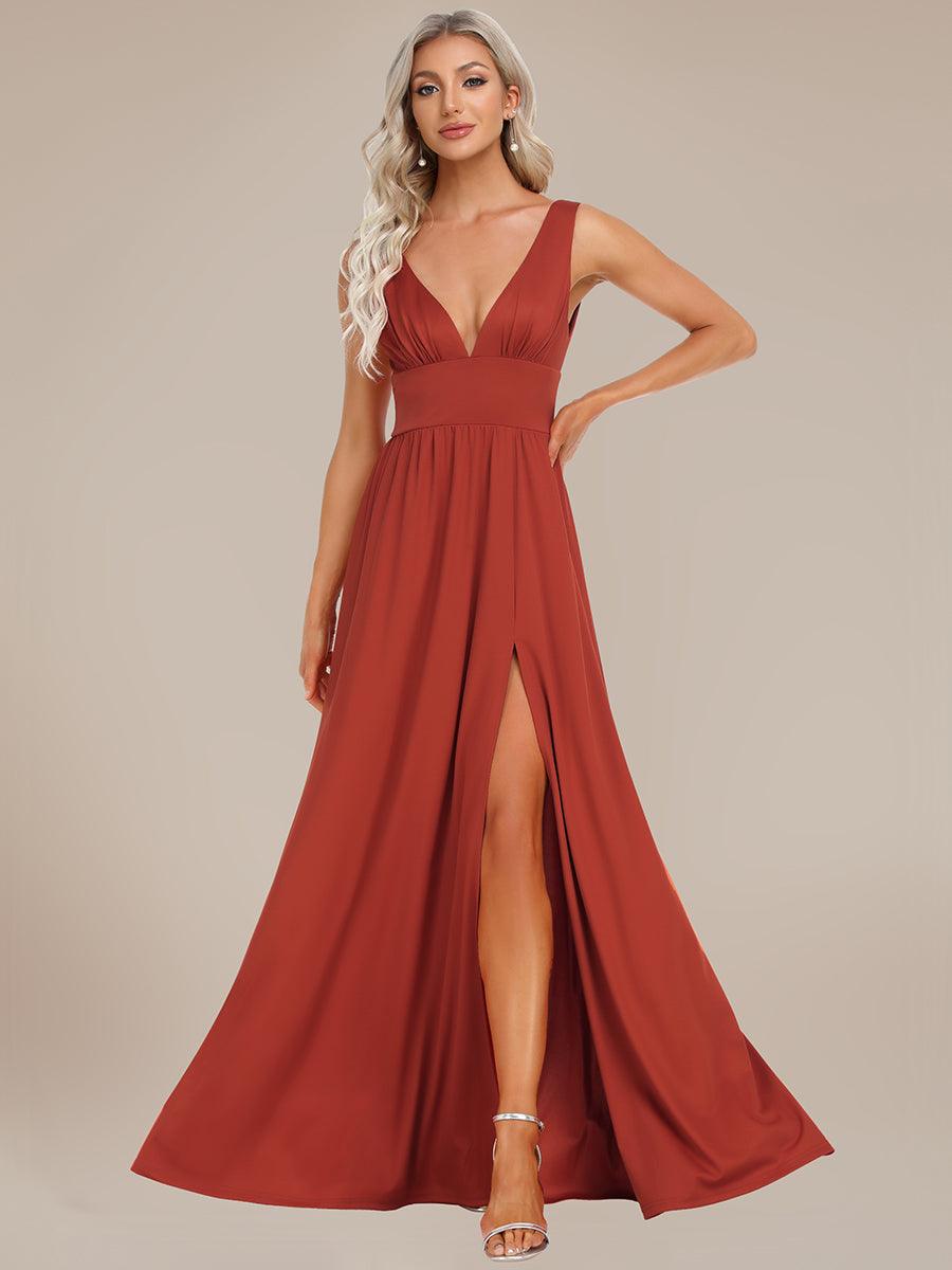 Robe de soirée femme taille empire col V élégante fluide