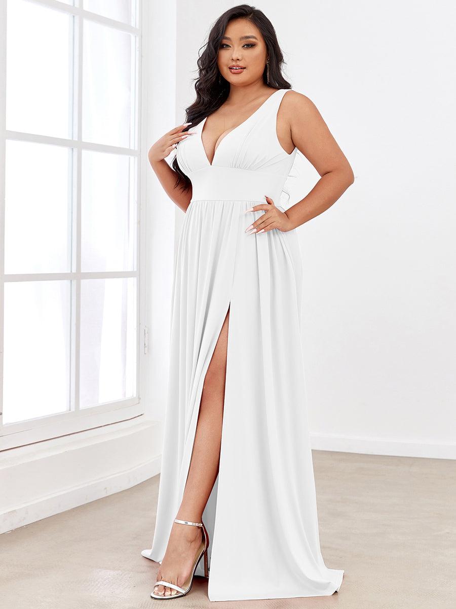 Robe de soirée femme taille empire col V élégante fluide