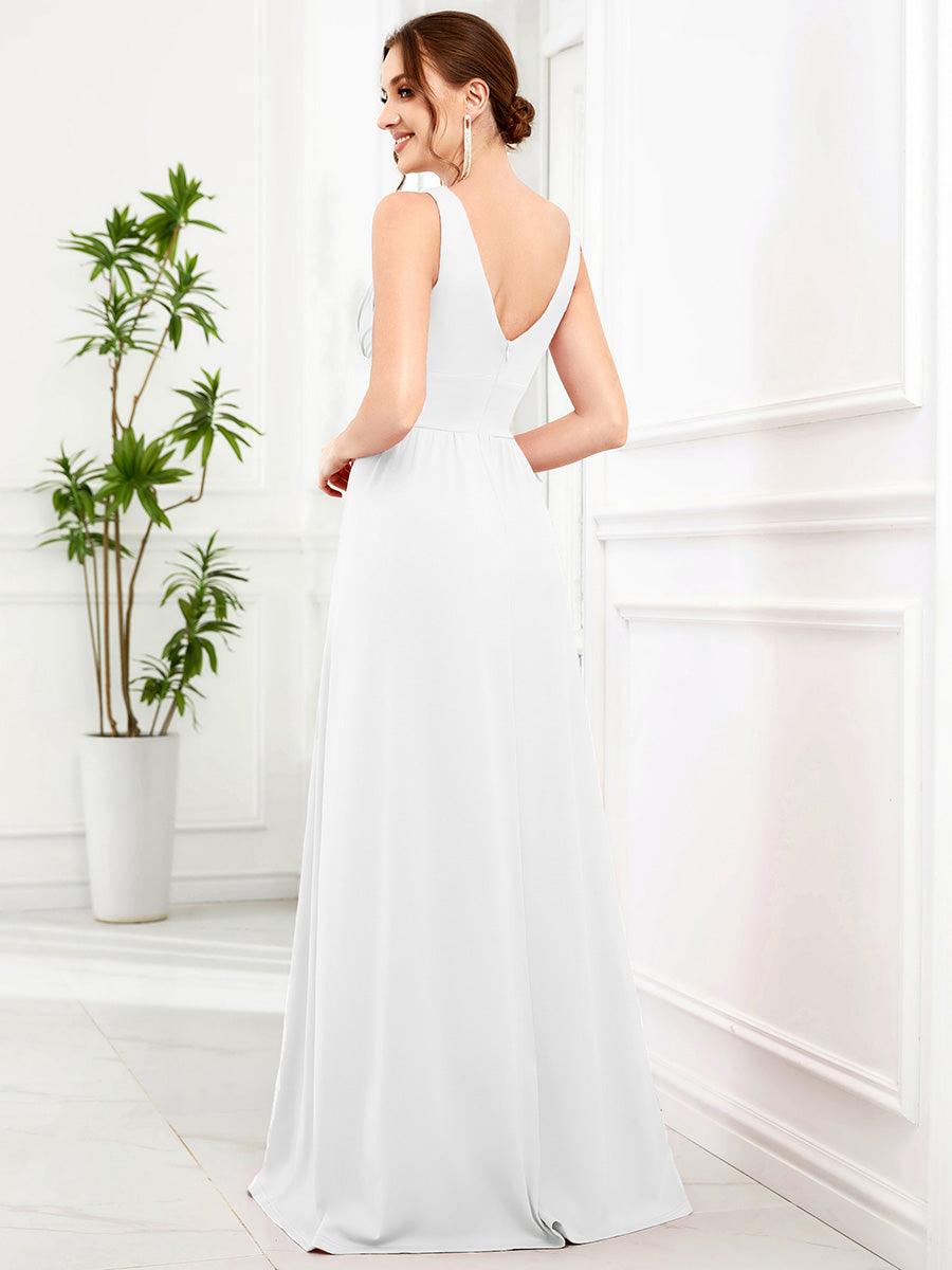 Robe de soirée femme taille empire col V élégante fluide