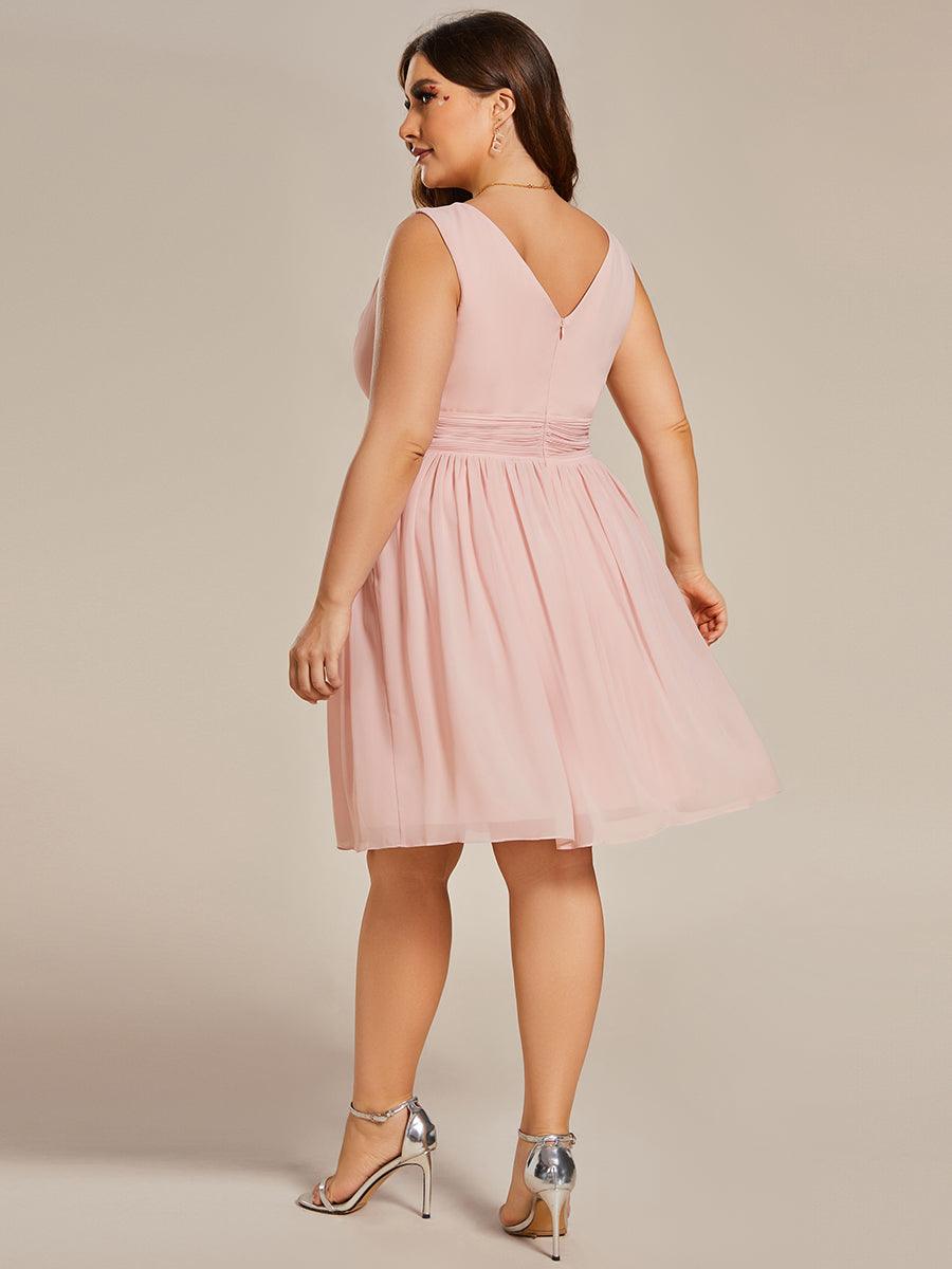Robe Demoiselle D'Honneur Élégante Mi-Longue en Mousseline Col V