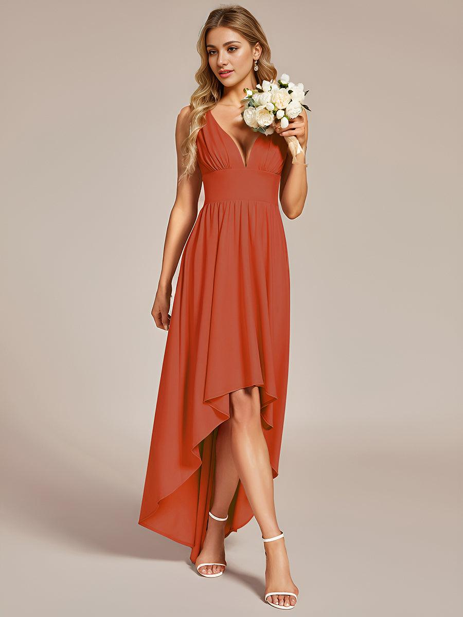 Robe de soirée femme taille empire col V élégante fluide