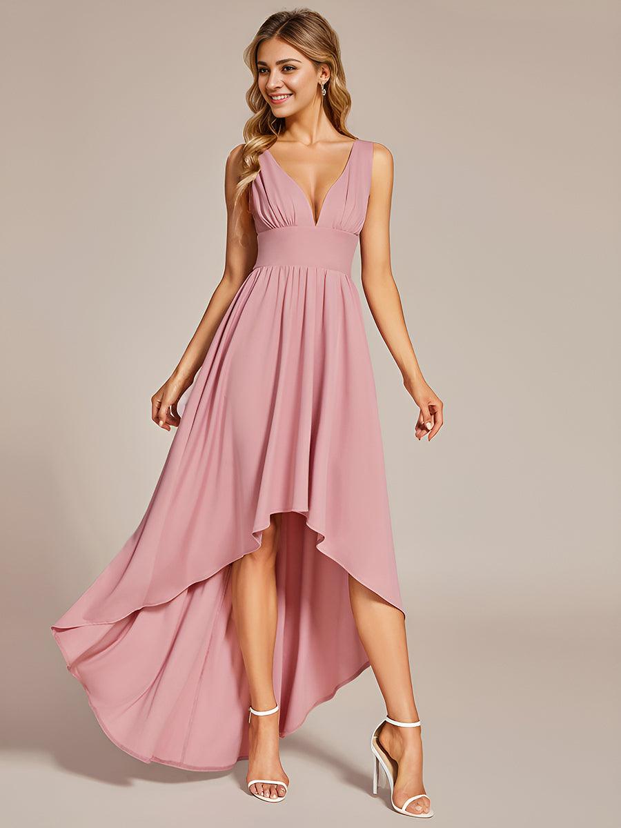 Robe de soirée femme taille empire col V élégante fluide