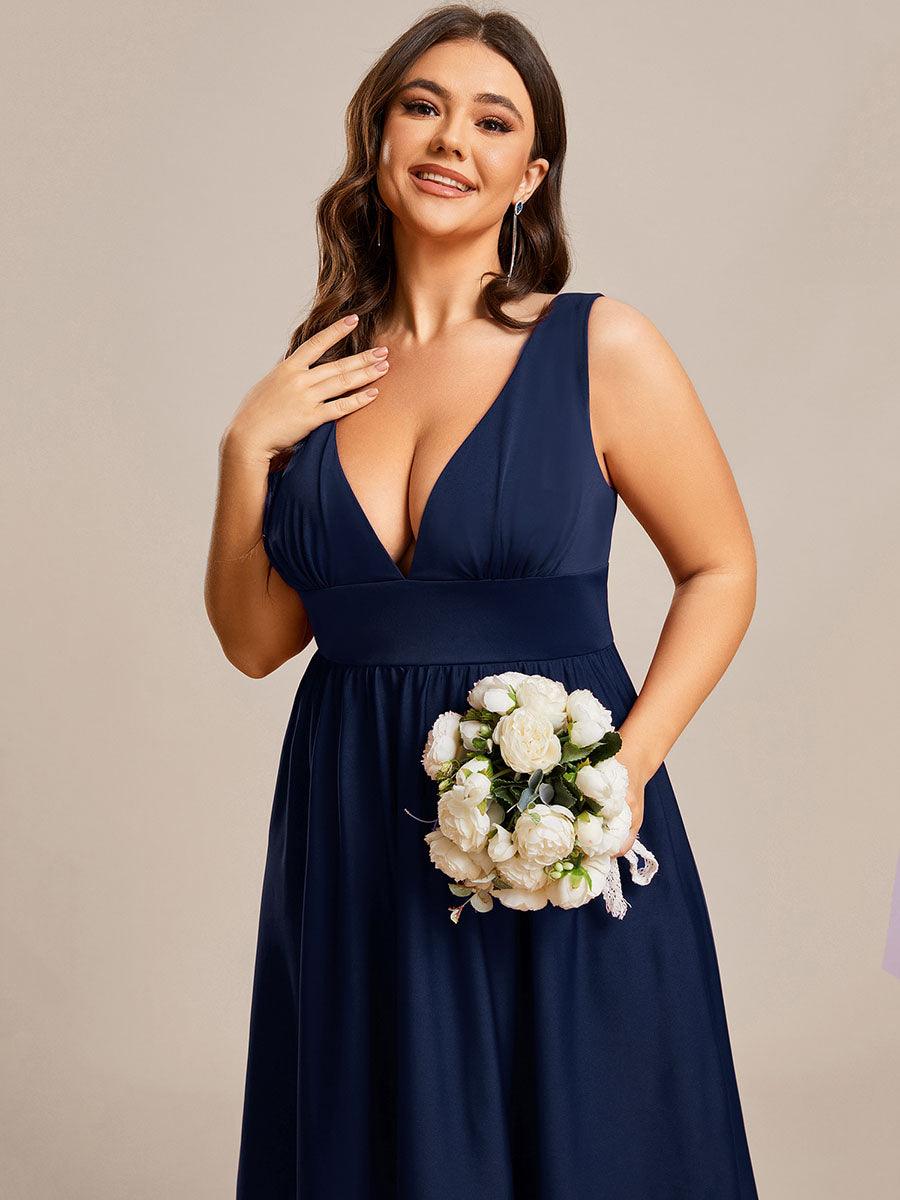 Robe de soirée femme taille empire col V élégante fluide