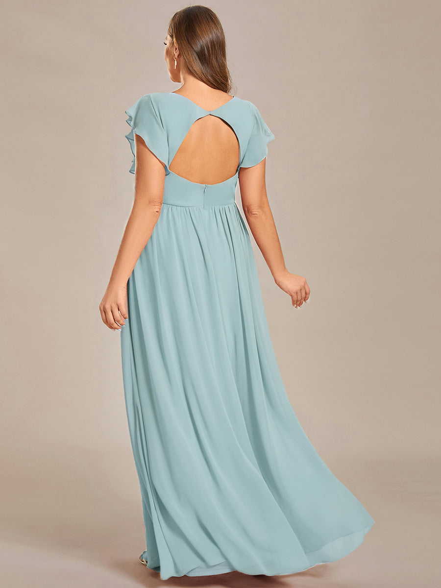 Robe Demoiselle d’Honneur Longue en Mousseline Dos Ouvert Élégant