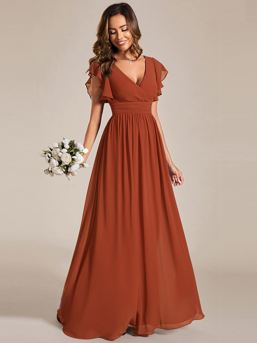 Robe Demoiselle d’Honneur Longue en Mousseline Dos Ouvert Élégant