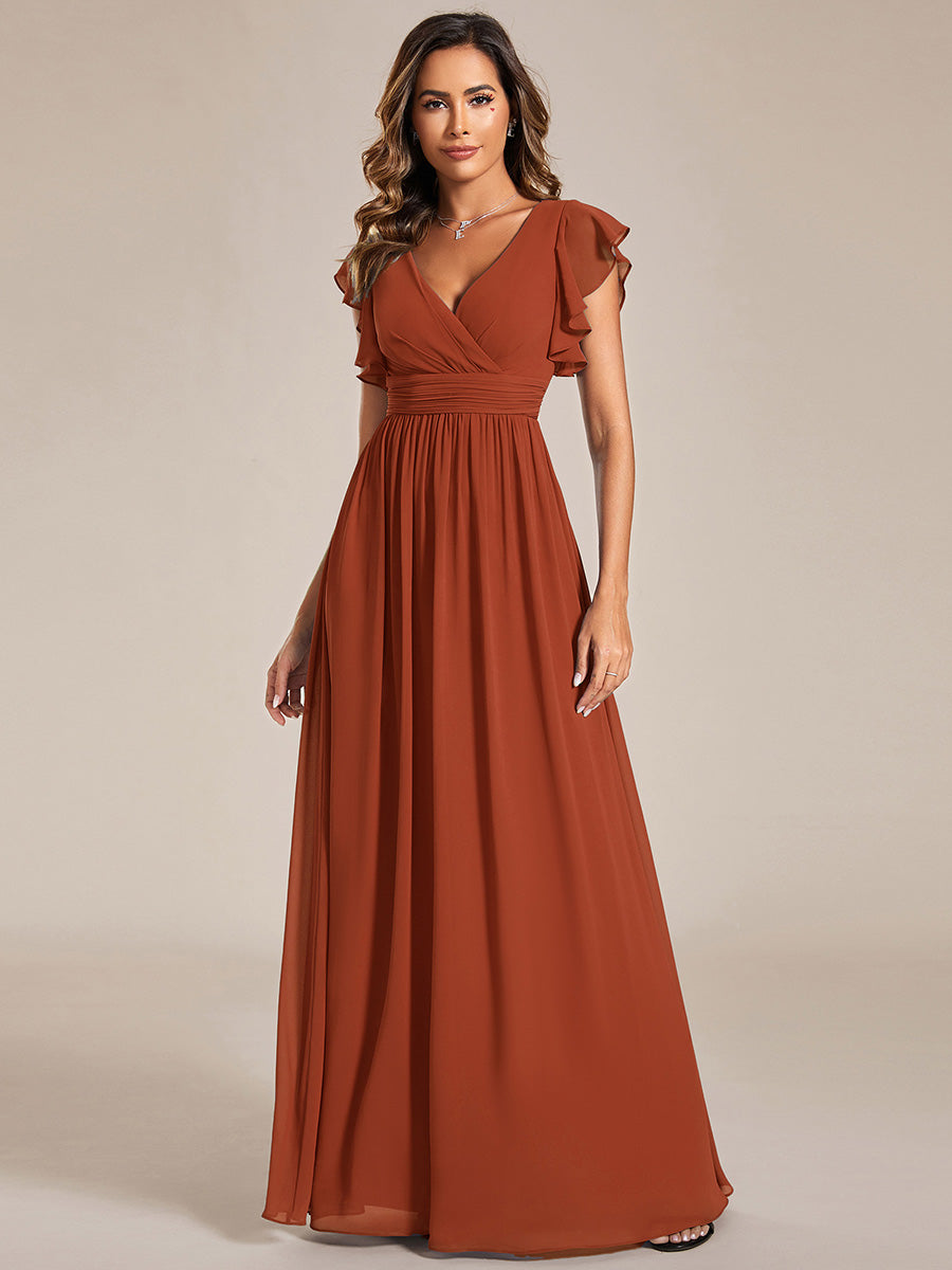Robe Demoiselle d’Honneur Longue en Mousseline Dos Ouvert Élégant