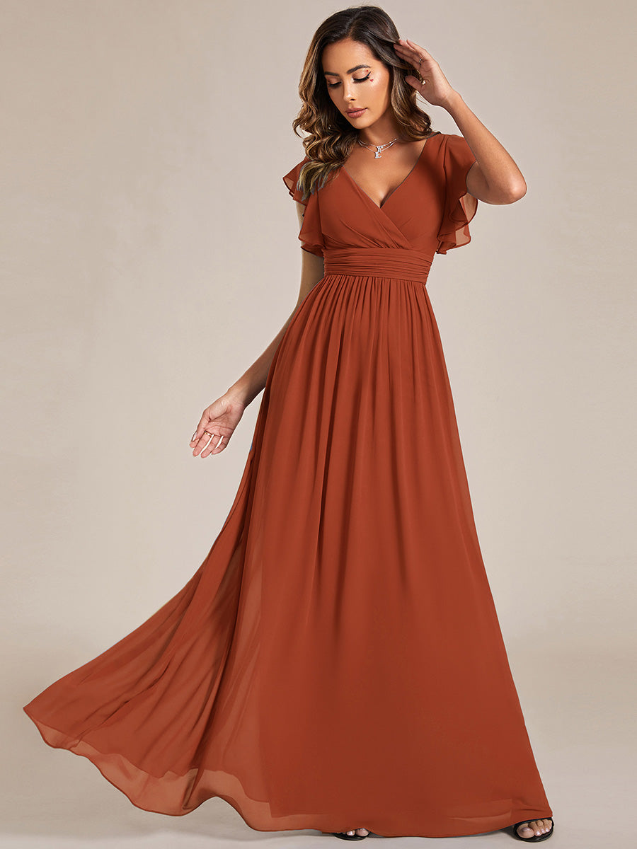 Robe Demoiselle d’Honneur Longue en Mousseline Dos Ouvert Élégant