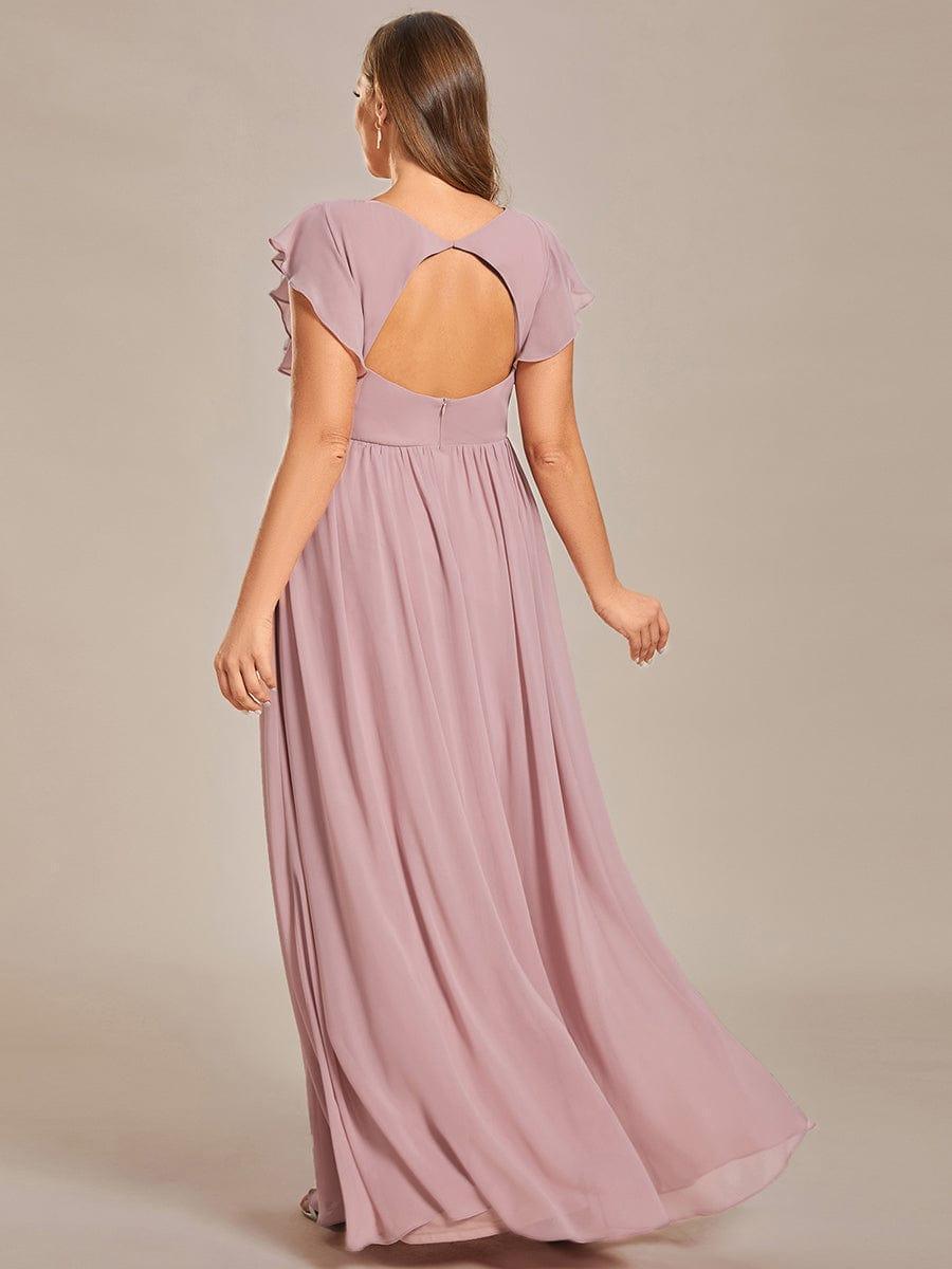 Robe Demoiselle d’Honneur Longue en Mousseline Dos Ouvert Élégant