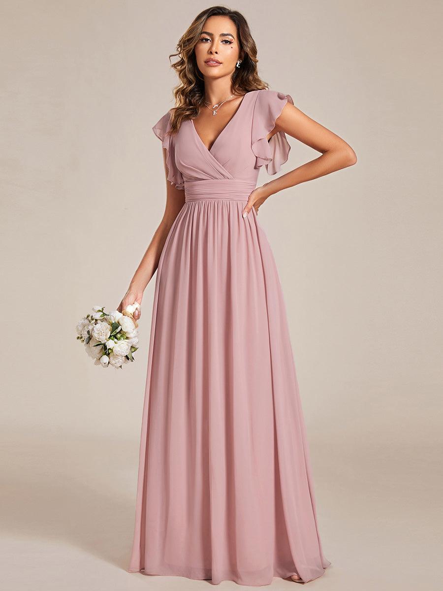 Robe Demoiselle d’Honneur Longue en Mousseline Dos Ouvert Élégant