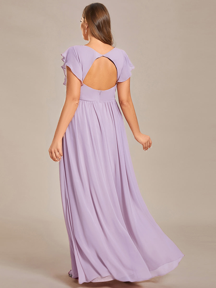 Robe Demoiselle d’Honneur Longue en Mousseline Dos Ouvert Élégant