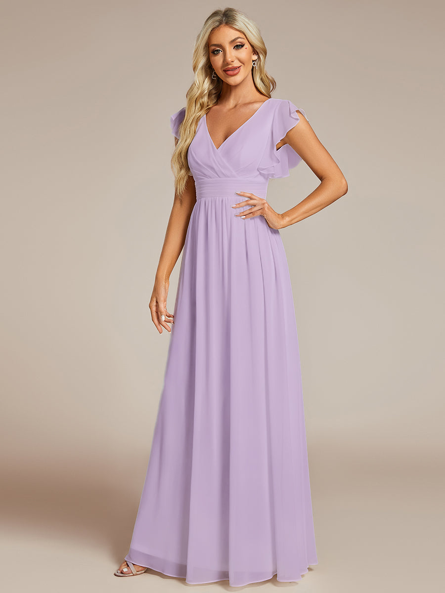 Robe Demoiselle d’Honneur Longue en Mousseline Dos Ouvert Élégant