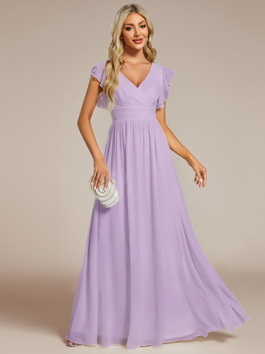 Robe Demoiselle d’Honneur Longue en Mousseline Dos Ouvert Élégant