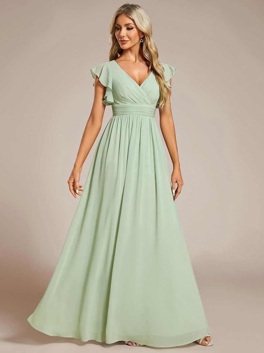 Robe Demoiselle d’Honneur Longue en Mousseline Dos Ouvert Élégant