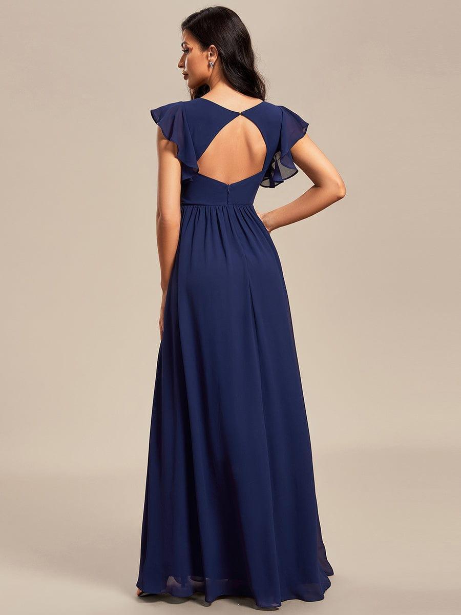 Robe Demoiselle d’Honneur Longue en Mousseline Dos Ouvert Élégant