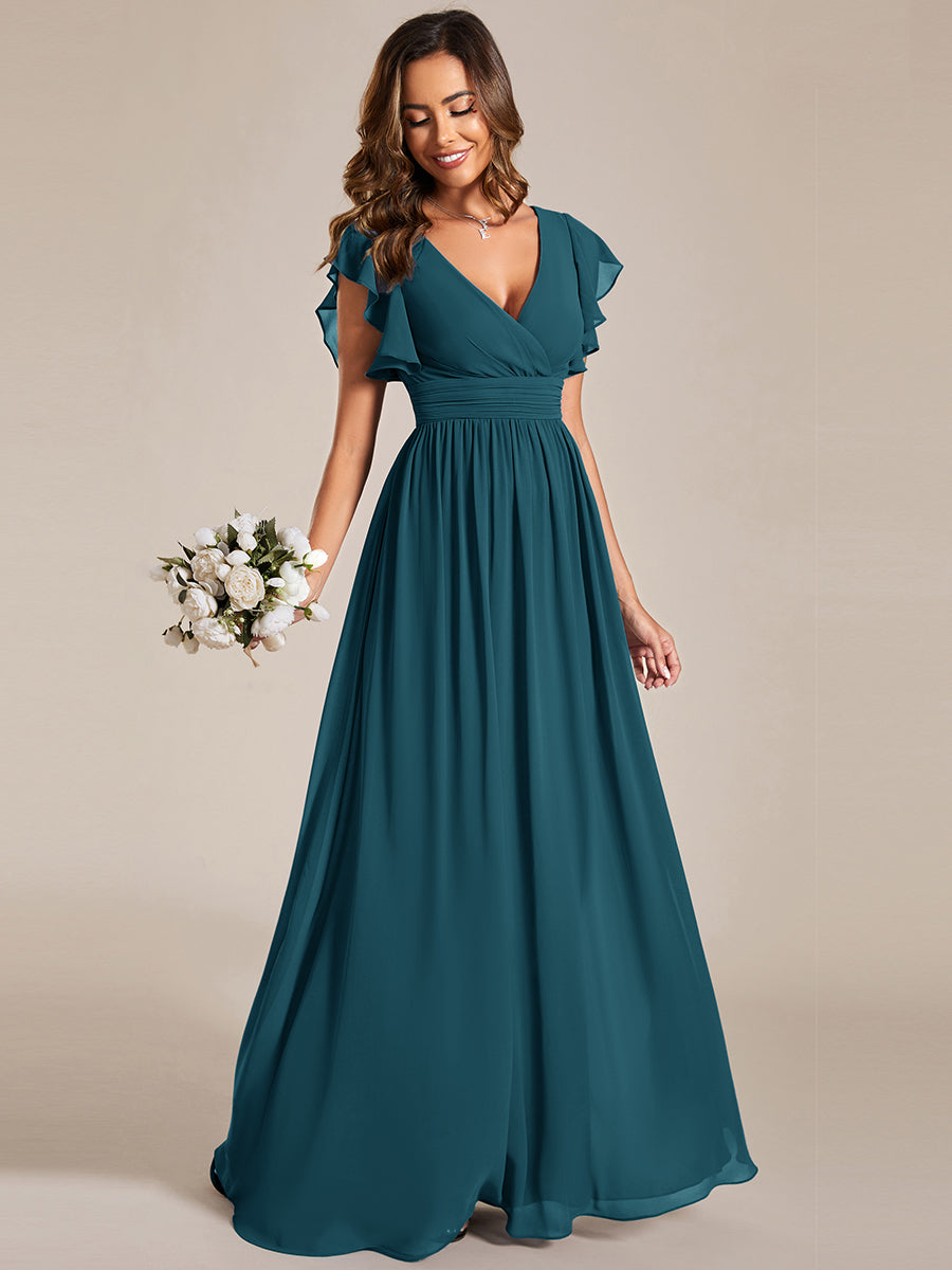 Robe Demoiselle d’Honneur Longue en Mousseline Dos Ouvert Élégant