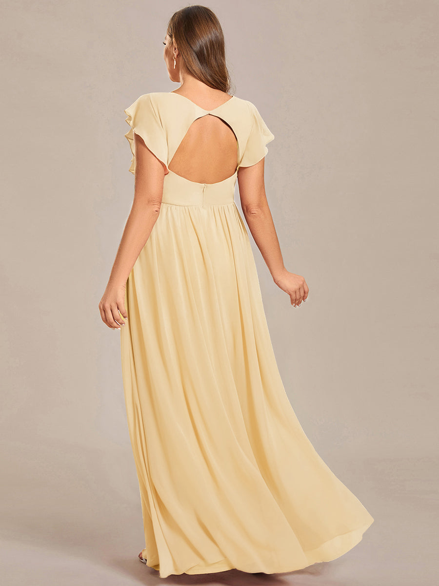Robe Demoiselle d’Honneur Longue en Mousseline Dos Ouvert Élégant