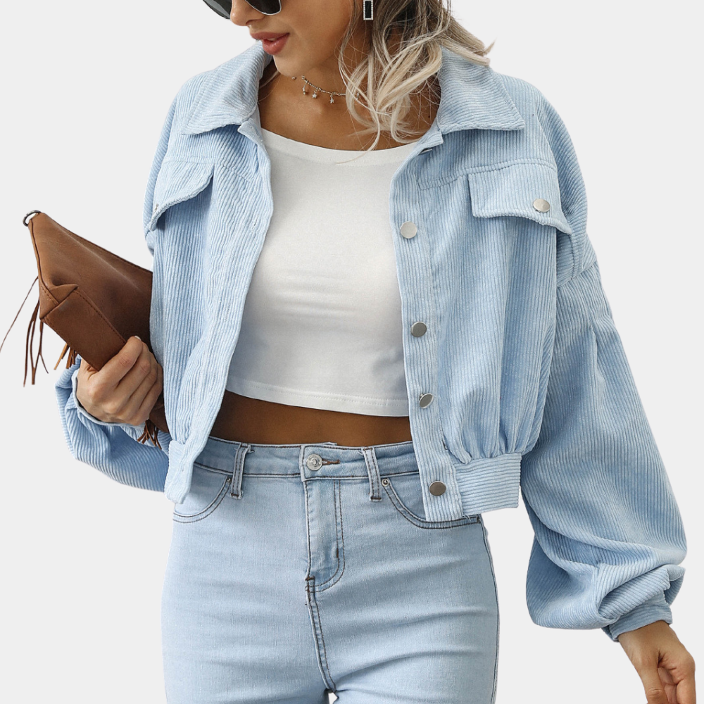 Veste Courte Femme En Velours Côtelé Coupe Moderne Boutonnée Usage Quotidien