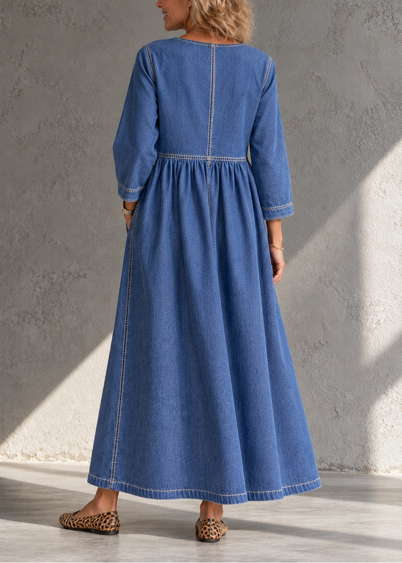 Robe midi femme en denim vintage