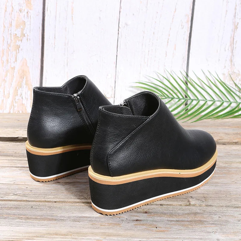 Bottines femme compensées à zip latéral