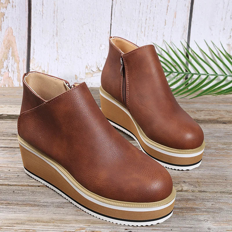 Bottines femme compensées à zip latéral