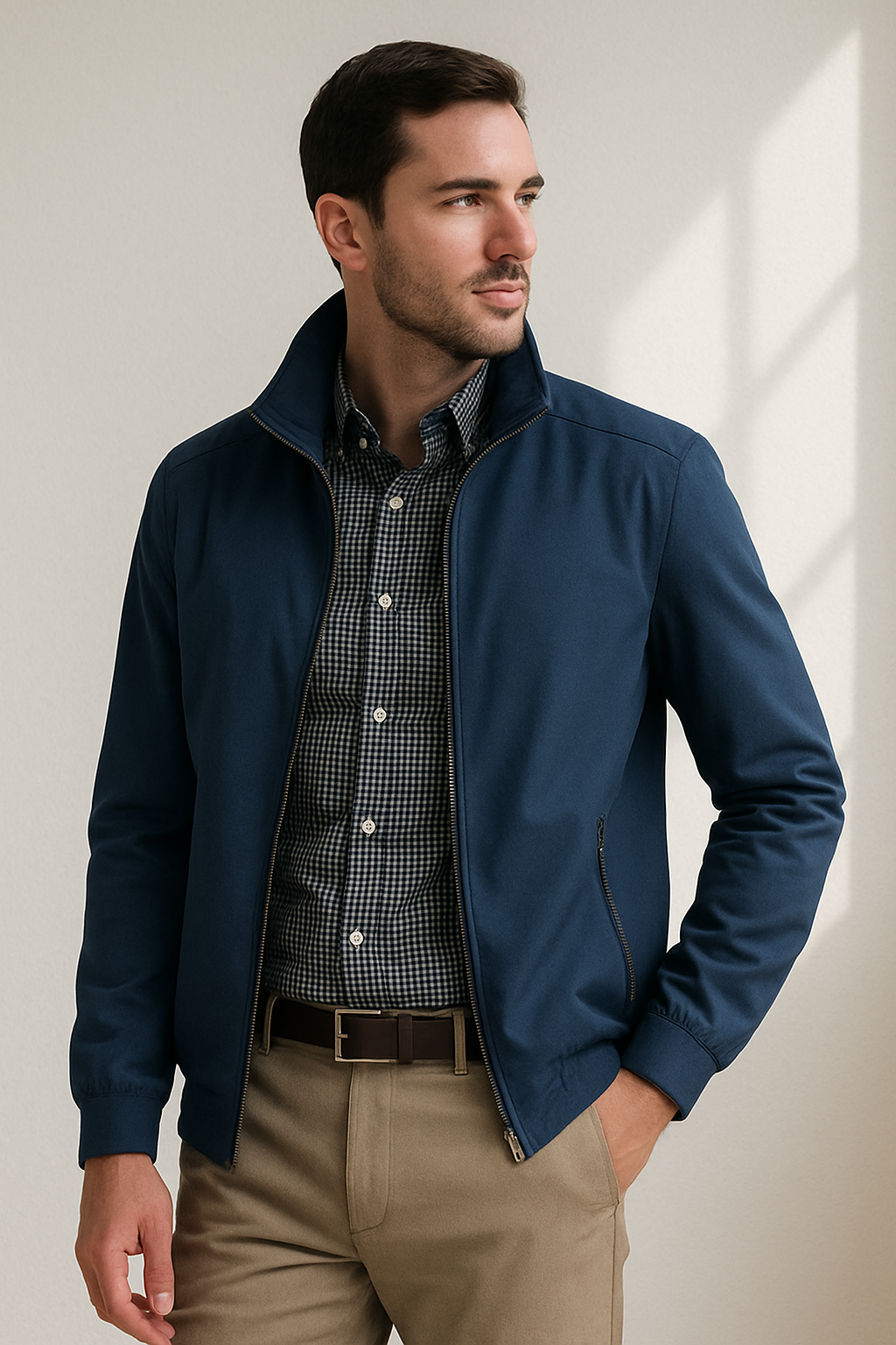 Veste Homme Légère Col Montant Style Moderne