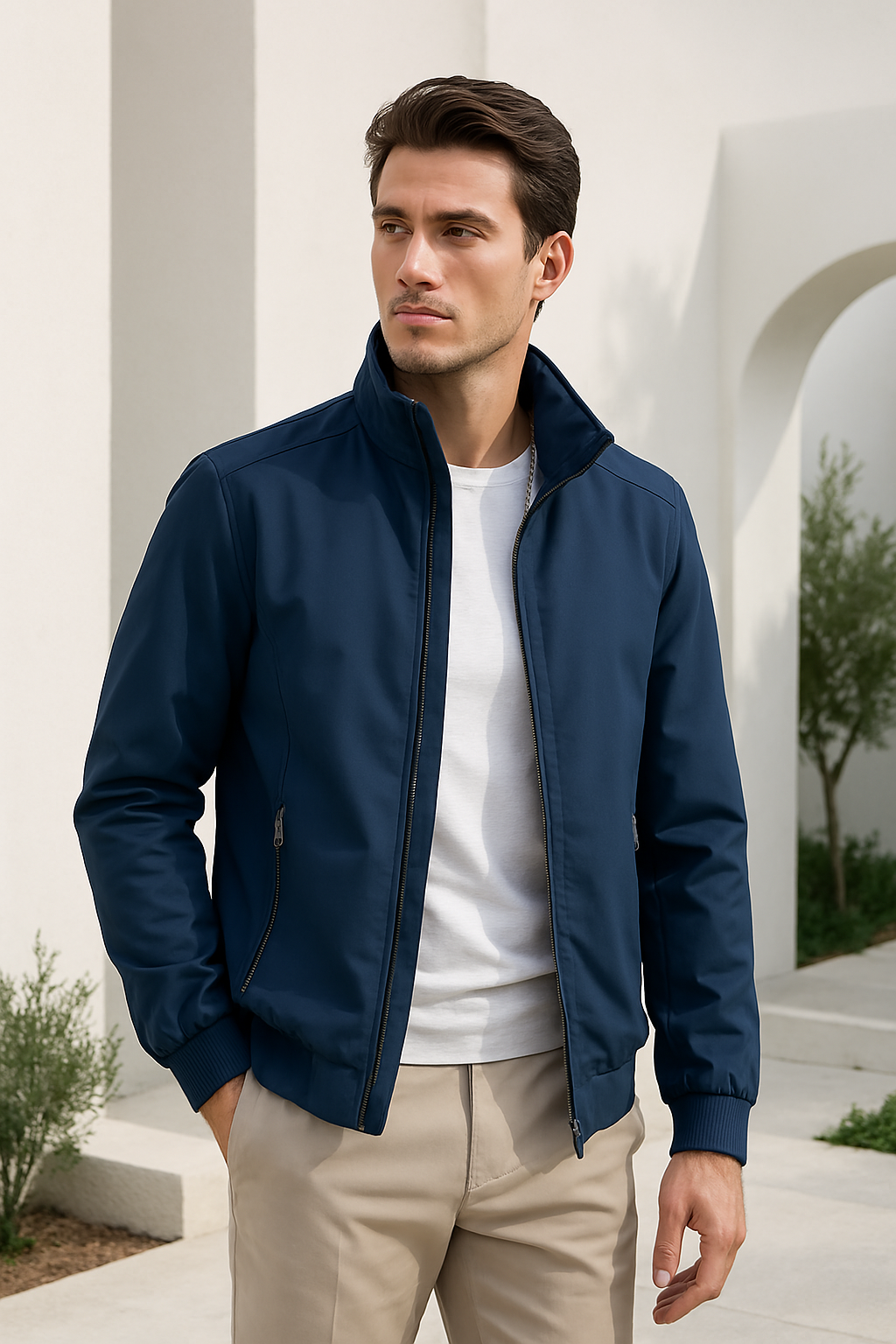 Veste Homme Légère Col Montant Style Moderne