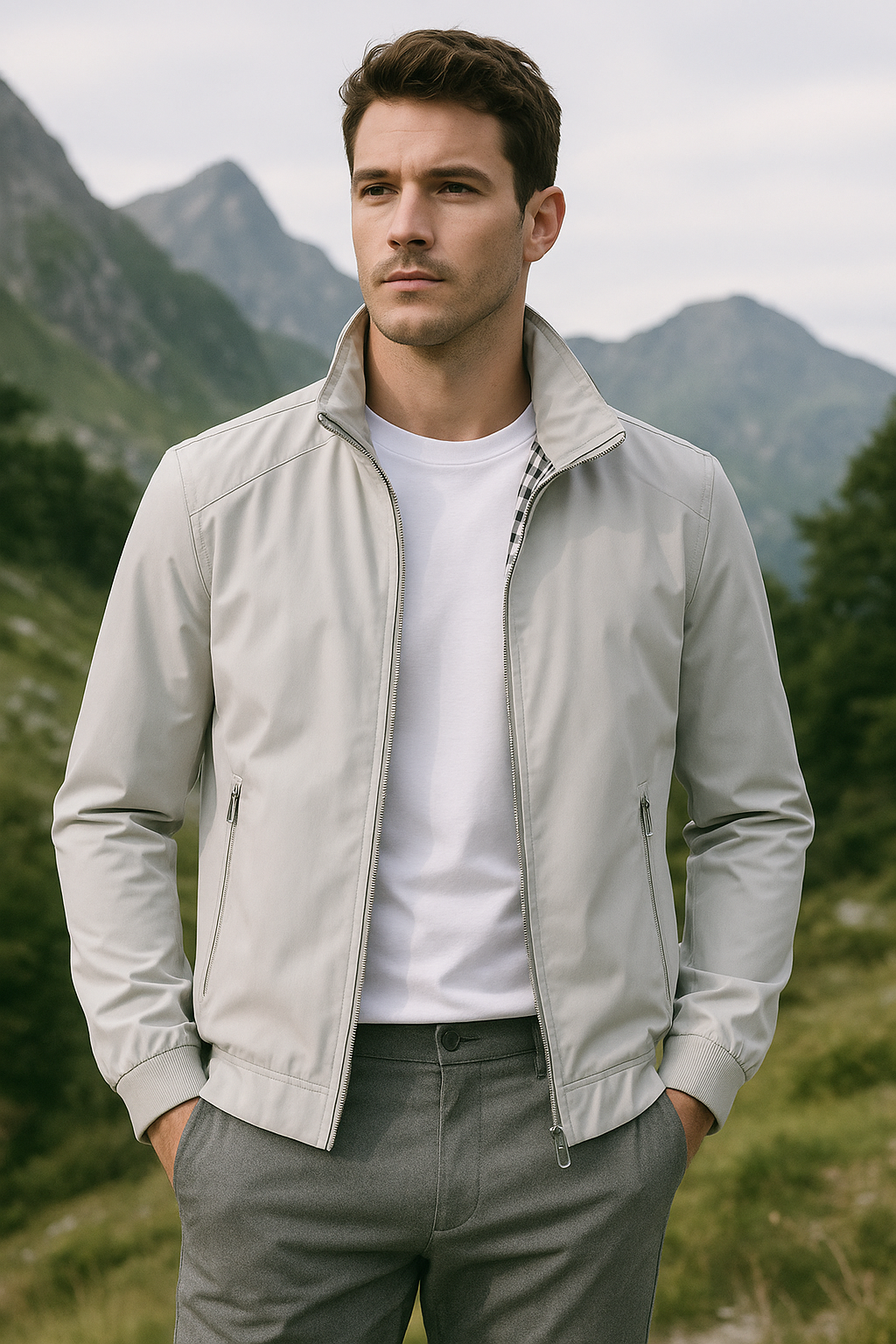 Veste Homme Légère Col Montant Style Moderne