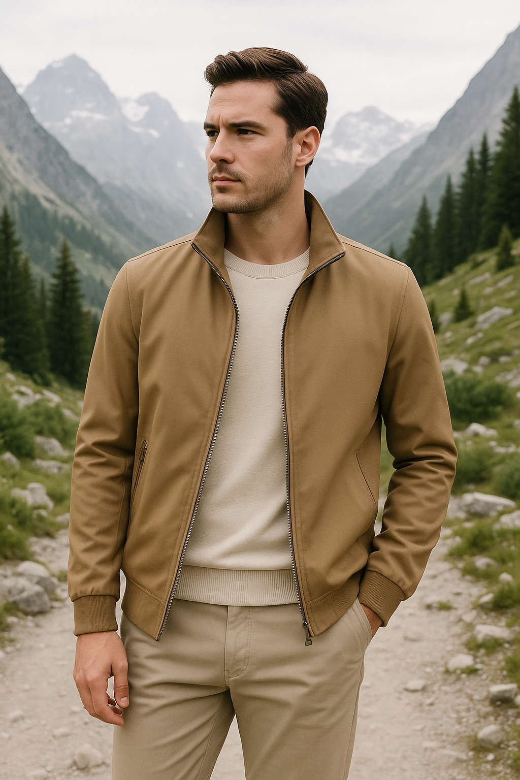 Veste Homme Légère Col Montant Style Moderne