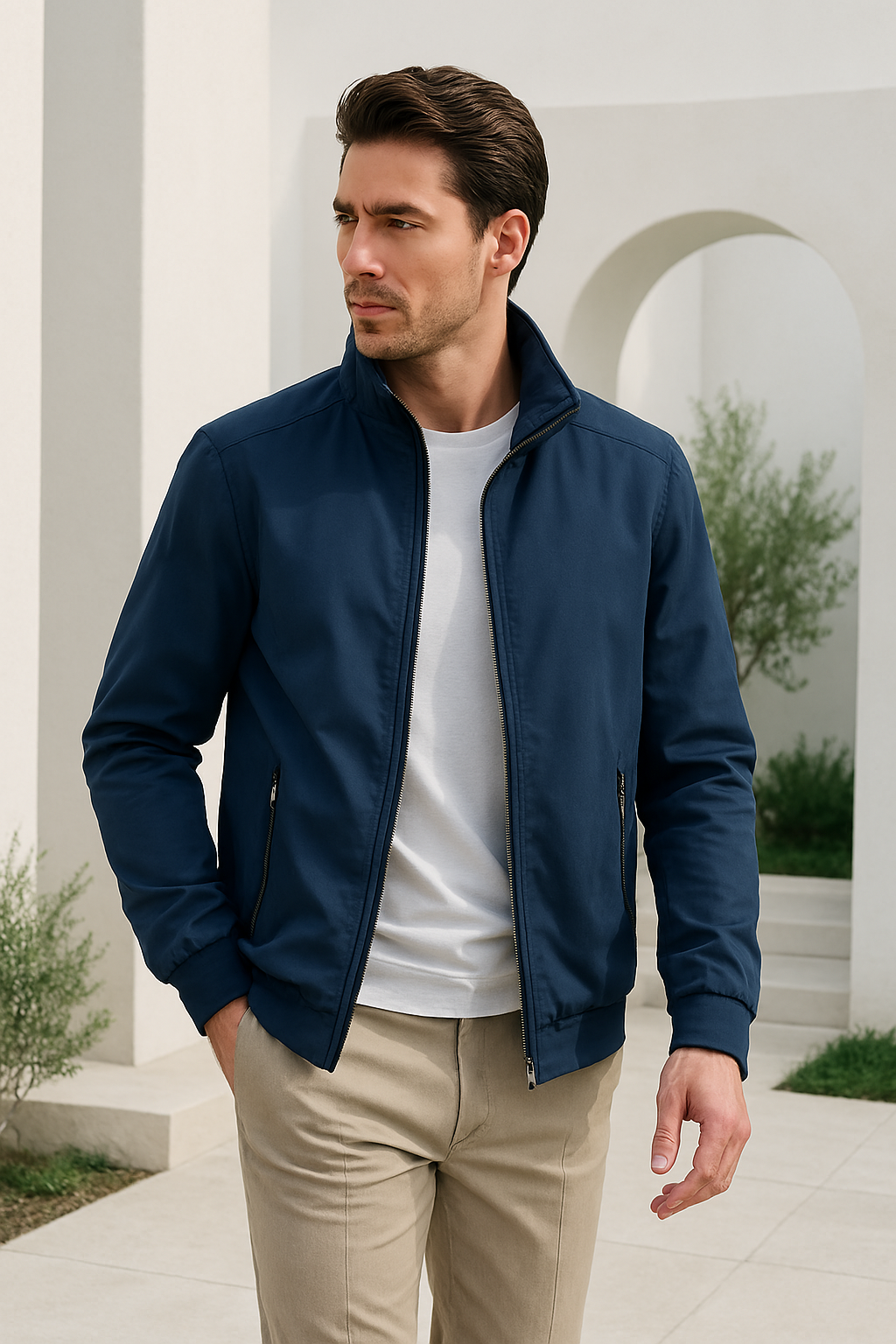 Veste Homme Légère Col Montant Style Moderne