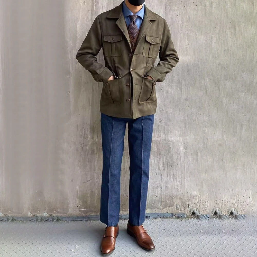 Veste Field Homme Élégante Style Utility À Quatre Poches