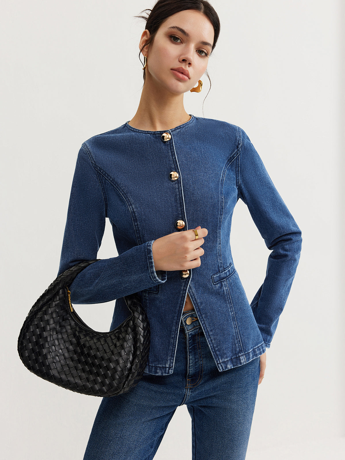 Veste Denim Cintrée Femme – Élégance Structurée Moderne