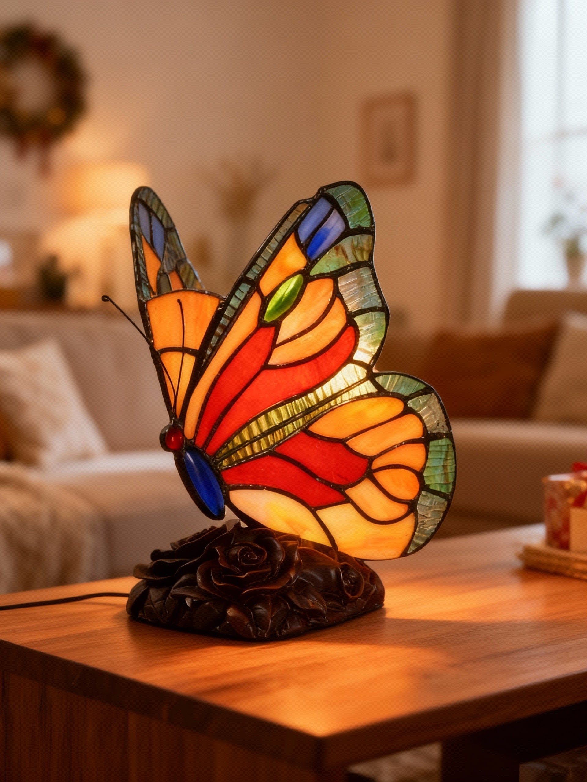 Lampe Papillon Art Déco – Lampe de Table Décorative LED Ambiance Intérieure
