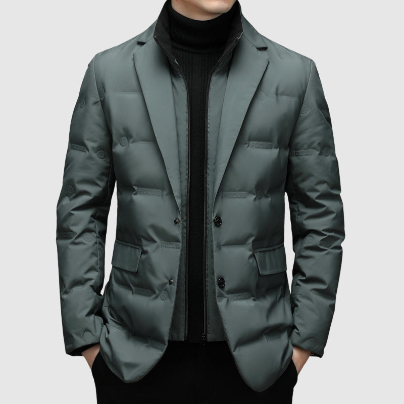 Blazer Homme Matelassé Hiver à Revers Élégant