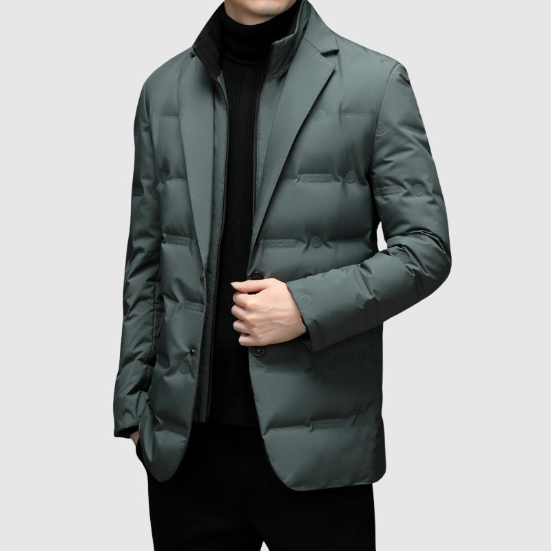 Blazer Homme Matelassé Hiver à Revers Élégant